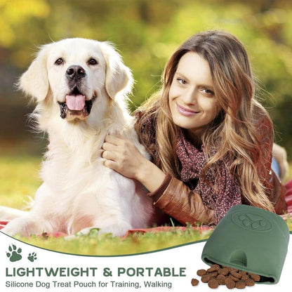 Portable Dog Food Bag Outdoor Walking Travel Feeding Pouch Pet Supplies - Dark Green